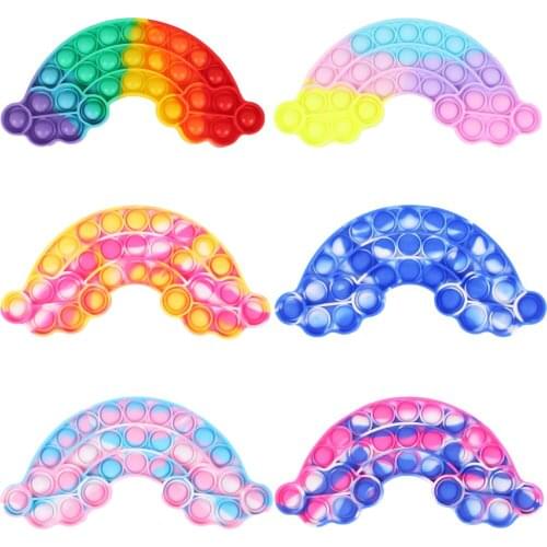 Rainbow Push Bubble Sensory Toy Anti-stress Relaxing Toy Autism Toys Stress Relieve Special Needs Concentration Educational
