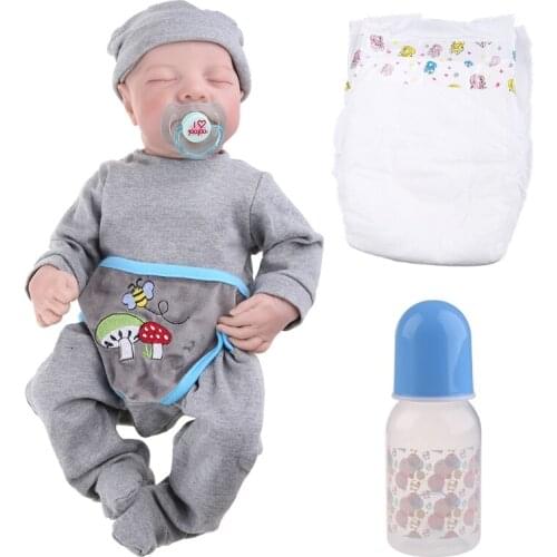 B36E 19in Realistic Doll Closed Eyes Sleep Boy Soft Vinyl Silicone Baby Newborn Boys