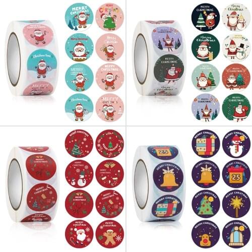 500pc Merry Christmas Stickers Christmas Tree Elk Candy Bag Sealing Sticker Christmas Ornaments Gifts Labels New Year Home Decor