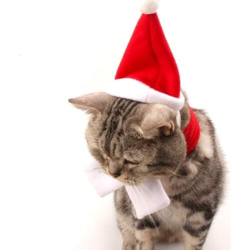 Traumdeutung Christmas Hat Scarf for Cat Small Dogs Xmas Pet Supplies Puppy Winter Clothing