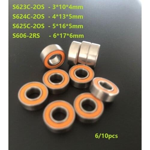 6/10pcs/lot S623C-2OS S624C-2OS S625C-2OS S606-2RS ABEC-7 Stainless Steel hybrid Si3N4 ceramic ball bearings fishing reel