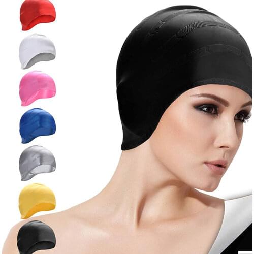 BOIHON Silicone Swimming Caps Women Long Hair Swim Hat Cover Protect Ears Sports Pool Cap