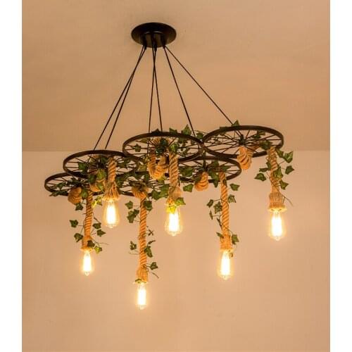 Contemporary Chandeliers Vintage Retro Industrial Round Lamps Creative Cafe Bar Decorative Iron Lamp Chandelier Lighting