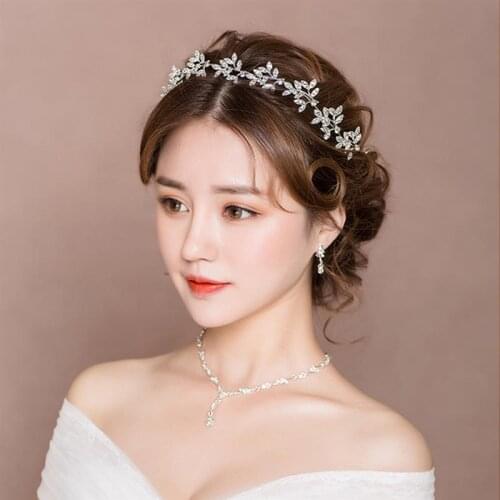 Wedding Bridal Leaf Headband Rhinestone Bridal Headpieces Wedding Hair Jewelry for Bridal Wedding Hair Accessories