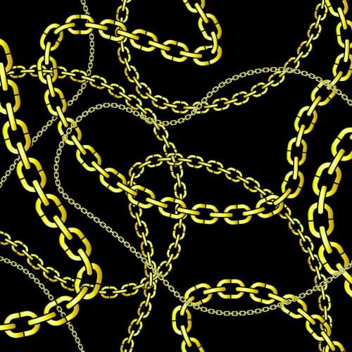 9-color chain printing fabric 100% polyester sewing fabric for dress chiffon four-sided stretch satin swimsuit fabric available