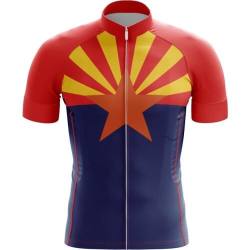 HIRBGOD Men Short Sleeve Bike Jersey for Arizona Regional Flag Striped Maillot Ciclismo Lightweight Cycling Shirts,TYZ224-01