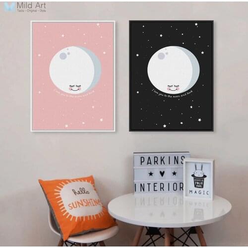 I Love You To The Moon and Back Quotes Starry Poster Prints Nordic Wall Art Picture Home Wedding Decor Canvas Painting No Frame