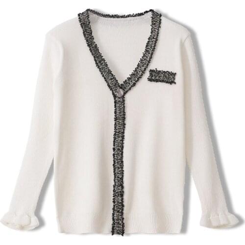 2020 Luxury Women Autumn Sweater Female With Button Black Sweater V Neck Long Sleeve Jumpers Women Knitted Luxury Lady Cardigans