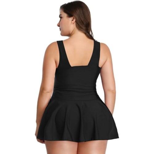 Plus Size Swimwear Women Tummy Control Swimwear Retro Solid Color 2021 Swimsuit Two Piece Bathing Suit