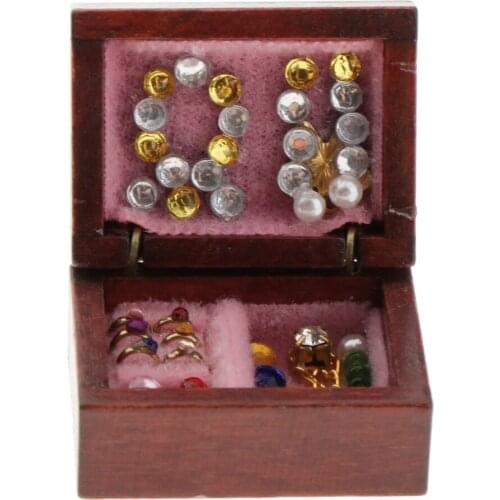 1/12 Dollhouse Miniature Vintage Style Jewelry Box Dressing Table Decoration