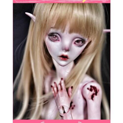 1/4 scale nude BJD Horror elf Death girl with 2 head Joint doll Resin figure model toy gift,not include clothes,shoes,wig D2297