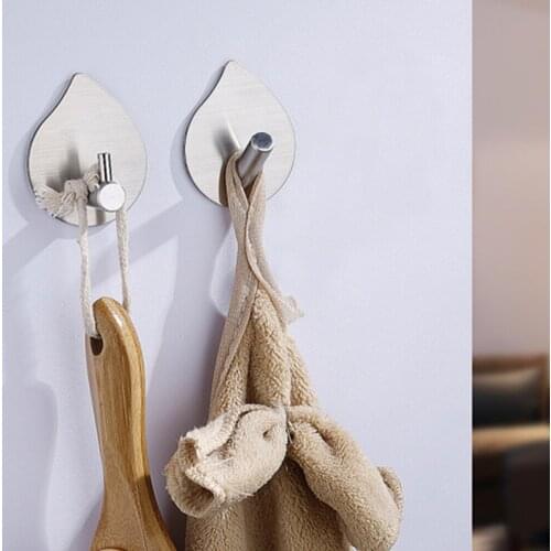 Stainless Steel Kitchen Rustproof Utensil Clothes 1 Set Self Adhesive Wall Hooks Hanger For Bathroom Robe Towel Hanging Hook