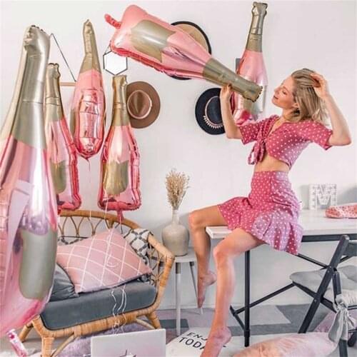 1pc Rose Gold Party Champagne Bottle Wine Balloons Party Decoration Kit Valentines Day Bridal Shower Wedding Bachelorette