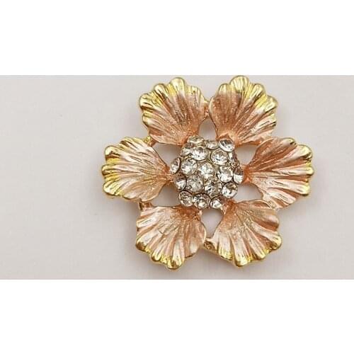 10 PCS 31mm Metal Alloy KC Gold Crystal Rhinestone Flowers DIY Jewelry Accessories