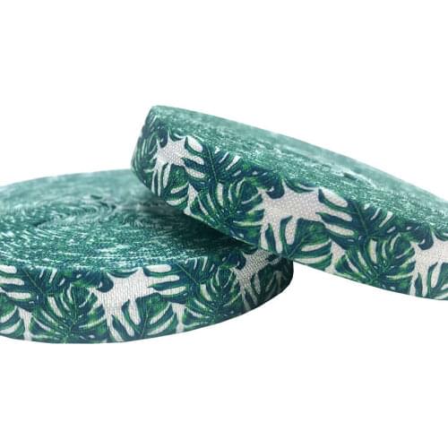 16mm fold over elastic ribbon 5/8" Tropical leaf printed 10 yards Hair ring DIY handmade sewing clothing accessories band