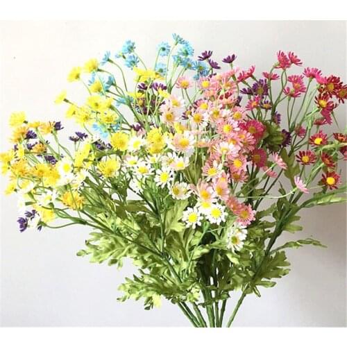 30 Heads Silk Daisy Artificial Flowers Bouquet Wedding Decoration Fake Flowers Home Room Table Garden Decoration Accessories