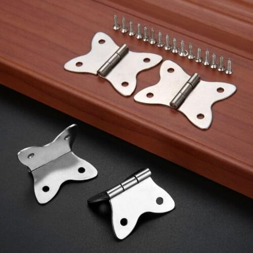 4Pcs Butterfly 4 Holes Vintage Wooden Box Decorative Hinge Metal Cabinet Door Luggage Furniture Hingee Fittings With Screws