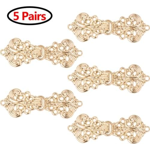 5 Pairs Buttons for Clothing Cloak Cape Clasp Fasteners Hook and Eye Decorative Swirl Flower Chinese Knot Button Cardigan Clip