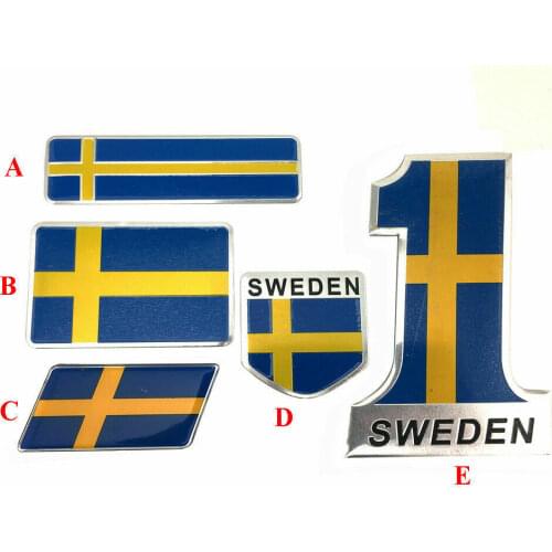 5pcs Sweden Swedish Flag NO.1 Trunk Rear Fender Emblem Badge Decal Stickers
