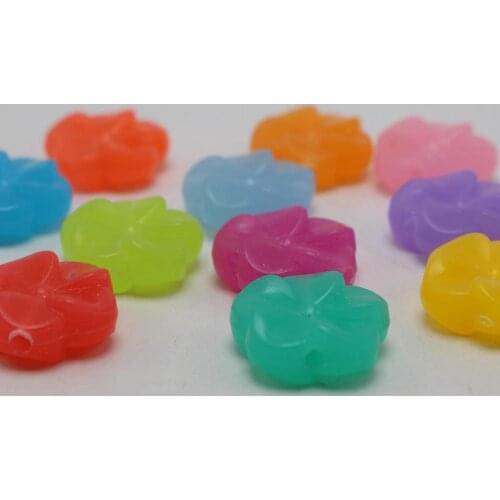 50 Mixed Jelly Color Acrylic Flower Charm Beads 19mm Double side Kids Crafts