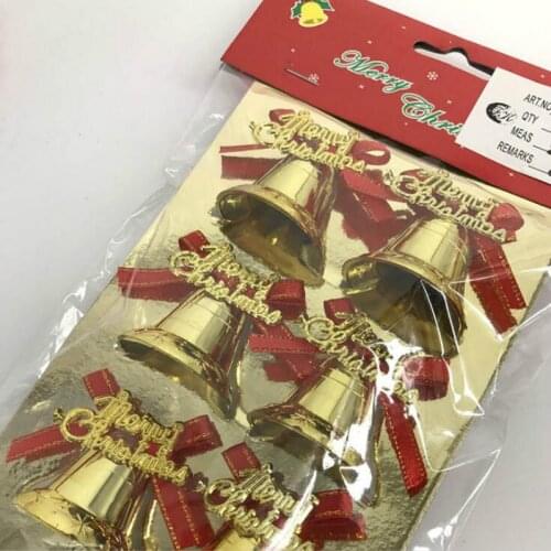 6pcs New Christmas Accessories Bell Gift Box Decoration DIY Golden 5cm Pendant Christmas Decorations for Tree