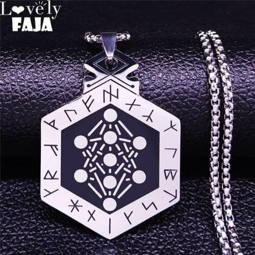 7 Chakra Reiki Healing Balancing Buddha Stainless Steel Black Silver Color Necklaces Yoga Necklace for Women Jewelry N901S03