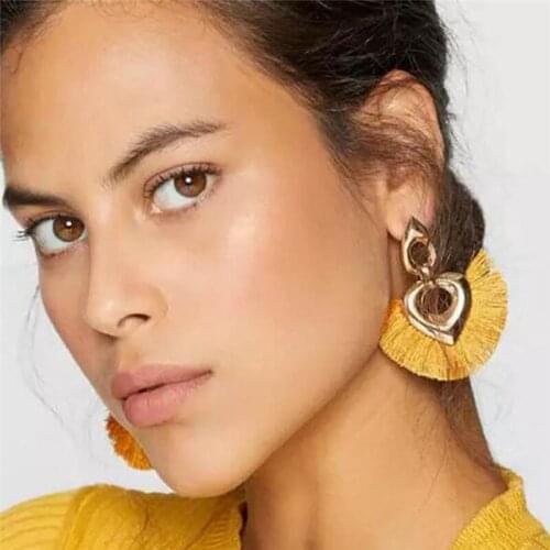 ALIUTOM Tassel Earrings For Women Bohemian Earrings Big Geometric Drop Earring 2020 Brincos Boho Statement Fringe Earrings
