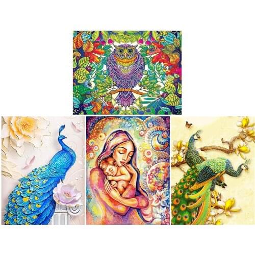 5D Special-shaped Diamond Painting Peacock Owl DIY Cross Stitch Embroidery Durability and Non-Fading Mosaic Craft Kit 30X25cm