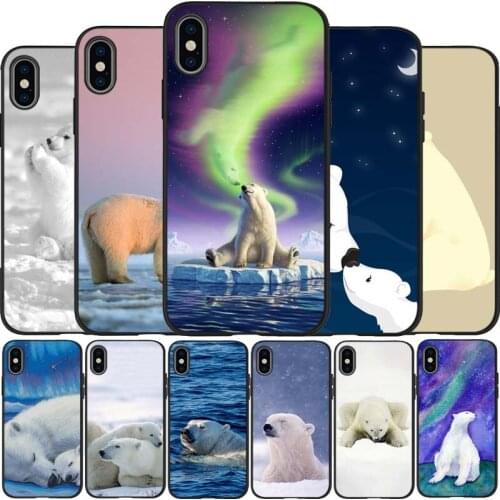 Lovely White Polar Bear black Silicone Phone Case For iPhone 12 XR XS Max 5 5S SE 2020 6 6S 7 8 PLUS X 11Pro Max 11 Cover