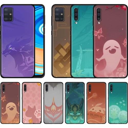 Case For Samsung Galaxy A51 A71 A21s A31 A72 A52 A32 5G A12 A41 Black Flexible Soft Phone Shell Cover Sac Genshin Impact Icon