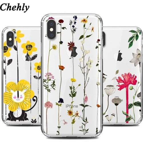 Flowers Phone Case for IPhone 6s 7 8 11 12 MIni Plus Pro X XS MAX XR SE Cases Soft Silicone Fitted TPU Back Cover Accessories