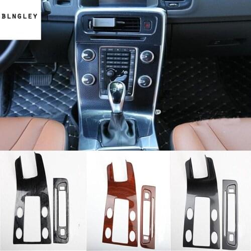 2pcs/lot ABS carbon fiber grain or wooden grain Central control panel decoration cover for 2014-2018 Volvo S60