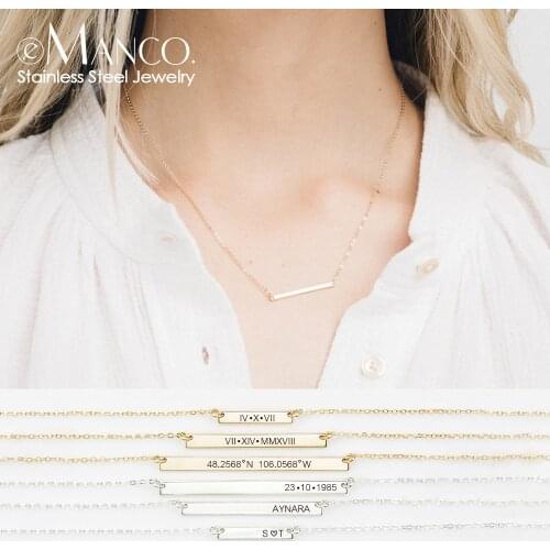EManco Name Letter Necklace Women Chain Stainless Steel Necklace Custom Initial Chokers Necklaces for women Jewelry