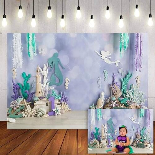 Mehofond Under The Sea Photography Background Ocean Mermaid Theme Girl Birthday Party Pearls Starfish Shell Backdrop Photo Studi