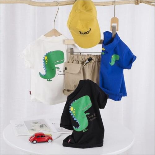 Summer Kids Childrens Clothing Open Collar And Short Sleeves Shorts Suit Dinosaur Cartoon T-shirt Boy Sweatshirt