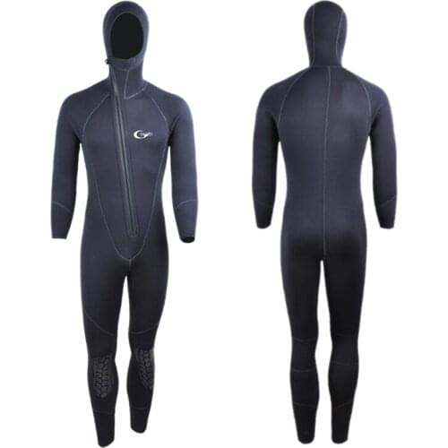 Yon Sub 5mm Winter Warm Neoprene Scuba Diving Wetsuit 5mm Men Hood Surfing Front Zipper Snorkeling Spearfishing Diving Suit
