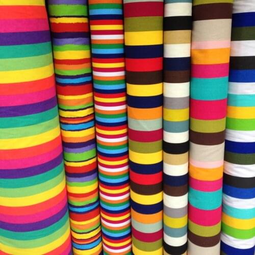 Printing Cotton canvas fabric colorful rainbow stripe cloth DIY handwork Curtain sofa tablecloth pillow linen fabric 150cm