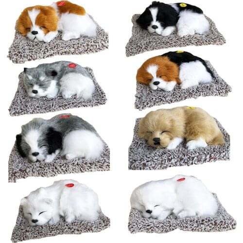 Simulation Bamboo Charcoal Purification Air Sleeping Dog Labrador Husky Bark Dog Activated Carbon Plush Toy Car Interior Decor