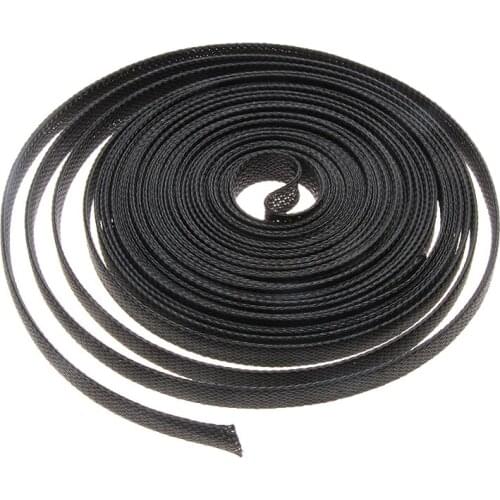 Diameter 10M Black 10mm Insulation Braided Tight PET Expandable Nylon Braided Cable Sleeve Wire Gland Cables