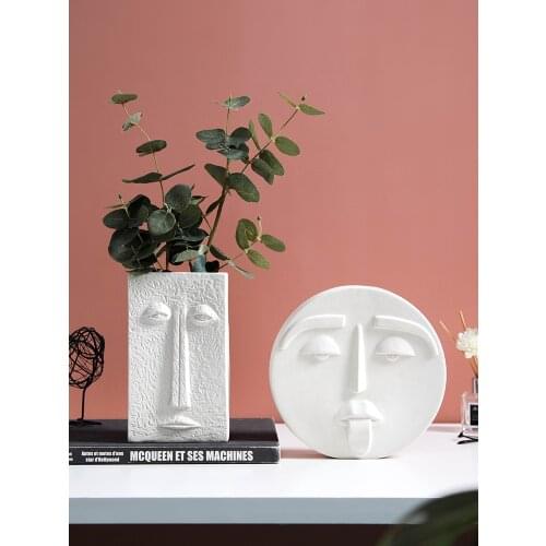 Nordic Home Living Room Decoration Ceramic Vase Dried Flower Flower Vase Modern Small Vase Face Planter Pot ваза для декора