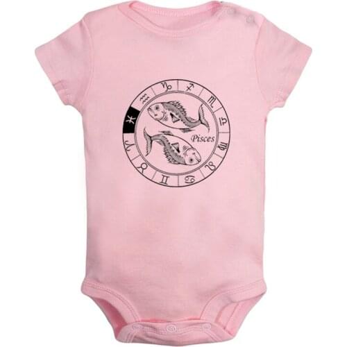 Constellation Pisces Virgo Scorpio Capricorn Printed Newborn Baby Girl Boys Clothes Short Sleeve Romper Outfits 100% Cotton