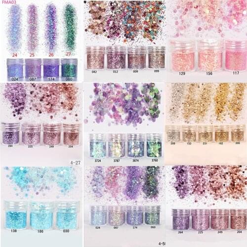 Nail Art Glitter 4boxes/Set (10ml/Box) 3D Nail Art Glitter MIX 10 colors Nail Glitter Powder Sequins Powder For Nail Art Glitter