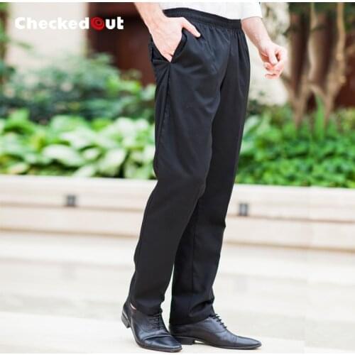 Summer restaurant kitchen staff work wear trousers loose black chef pants waiter pants