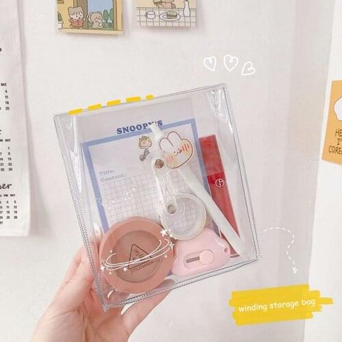 Sharkbang Multifunctional Thickened Transparent PVC Winding Storage Bag File Folder Desk Document Bag Makeup Organizer Bag 16CM