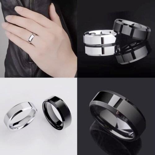 Fashion Simple Stainless Steel Glossy Ring Charm Mens Titanium Steel Ring Couple Ring