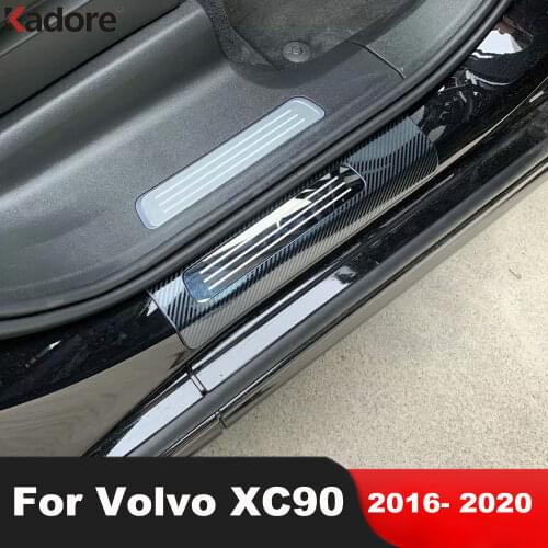 For Volvo XC90 2016 2017 2018 2019 2020 Stainless Steel Side Door Sill Strip Scuff Guard Plate Sticker Exterior Accessories
