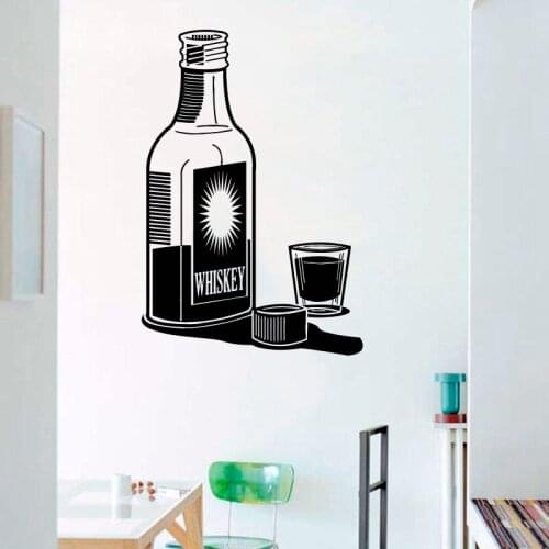 Drinks Alcohol Wall Stickers Whiskey The wine bottle Wall Decal Window Sticker Vinyl Waterproof Bar Decoration Accessories X507