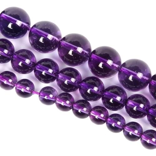 Natural Stone Piezoelectricity Amethysts Round Beads For Jewelry Making DIY Charm Bracelet Necklace Accessories Size 6/8/10mm