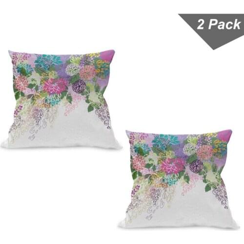 Abstract Flowers Pillow Cushion Cover Pack of 2 Digital Graphic Floral Art Zippered Double-Sided Accent for Living Room