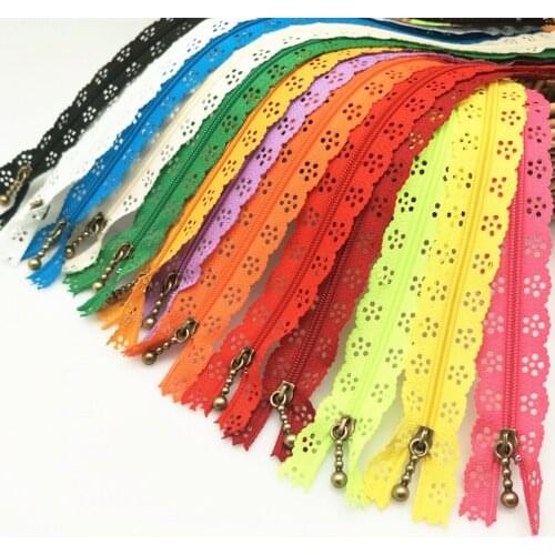 Hot sell 10pc 20cm Nylon Lace Zipper For Clothes Zippers Tailor Sewing Zip Closure Craft Sewing Accessories Random Color 5BB5550